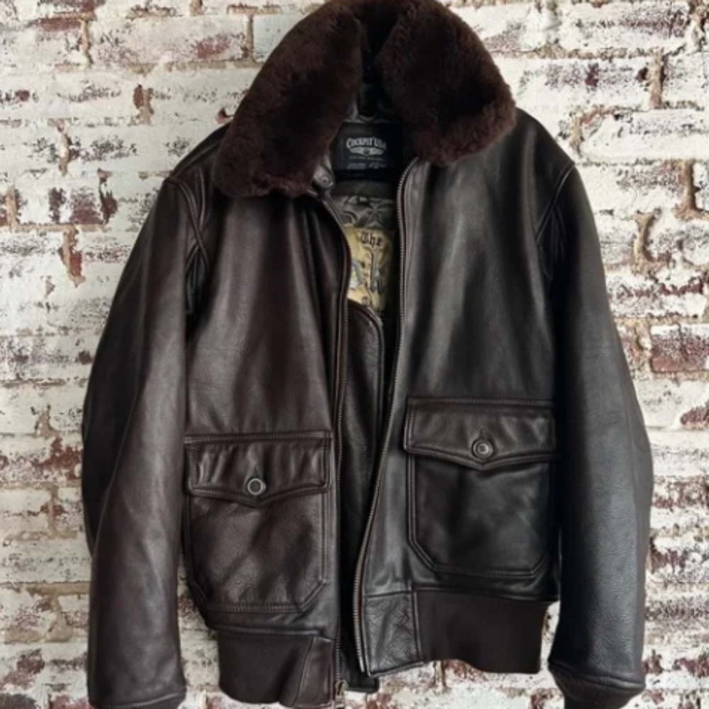 Cockpit USA Navy G-1 Antique Lamb Leather Jacket (Dark Brown)